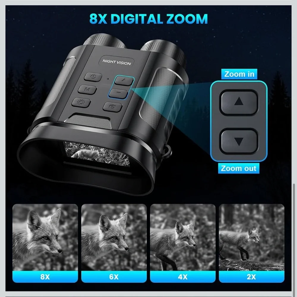 Night Vision Goggles 5W upgraded 4K HD IR binoculars -8X digital zoom
